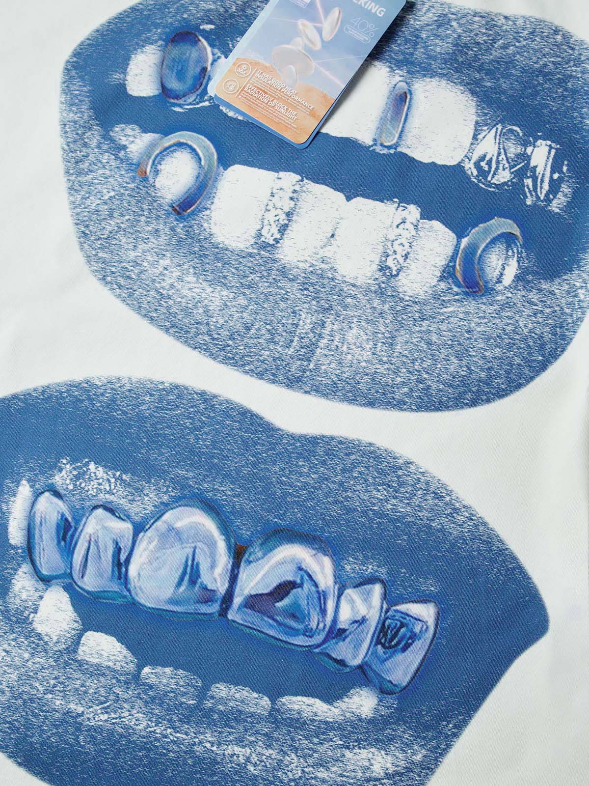 "Double Grillz" Boxy Heavyweight Cooling Tee - White - Image 3