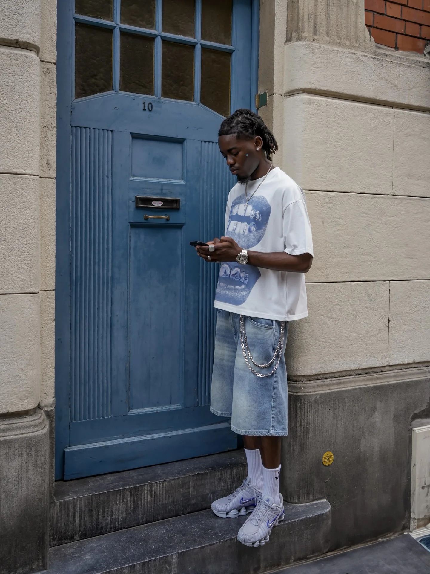 "Double Grillz" Boxy Heavyweight Cooling Tee - White - Image 4