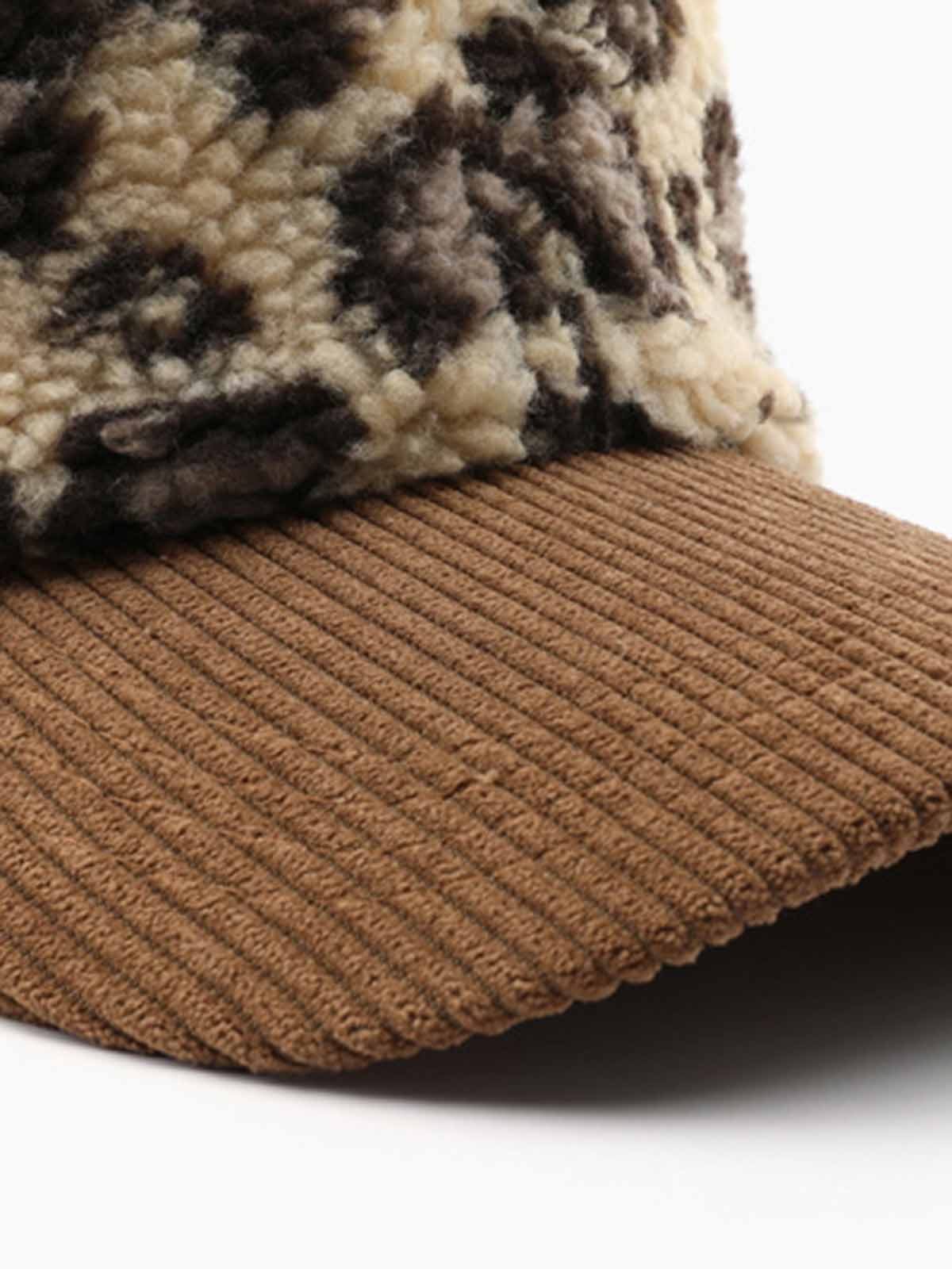 Retro Color-block Leopard Print Baseball Cap - Image 8