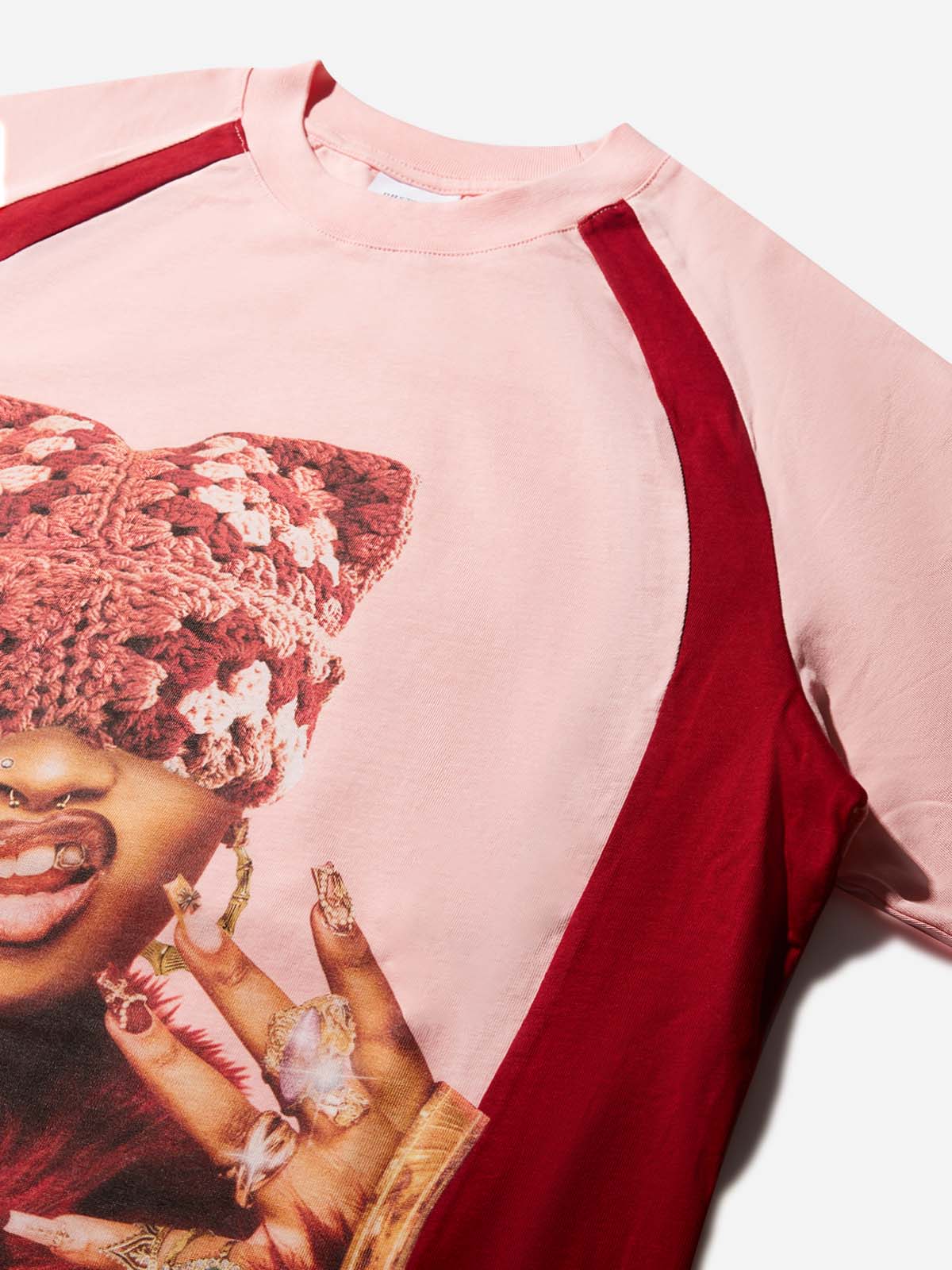 Rich Girl Cat-ear Hat Print pink Preppy T-shirt - Image 3
