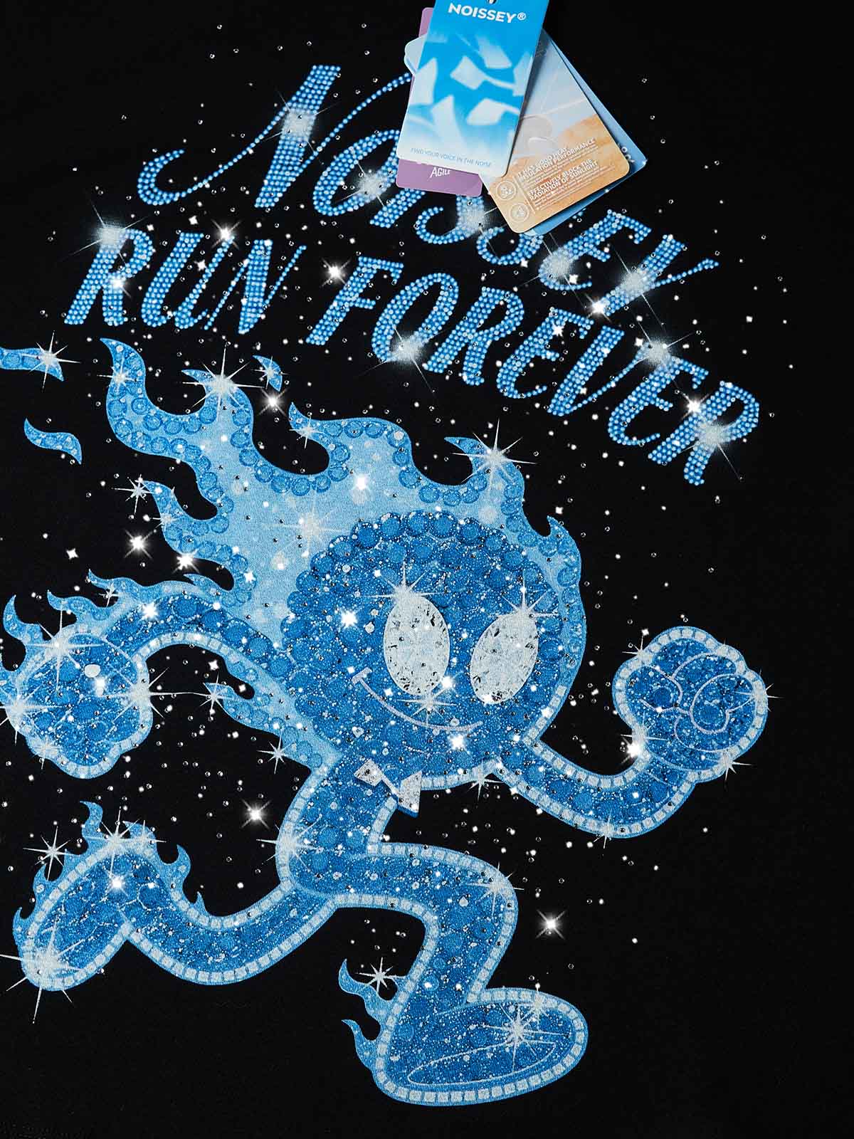NOISSEY "RUN FOREVER" RHINESTONE ART - SHIMMERING OVERSIZED TEE - Image 3