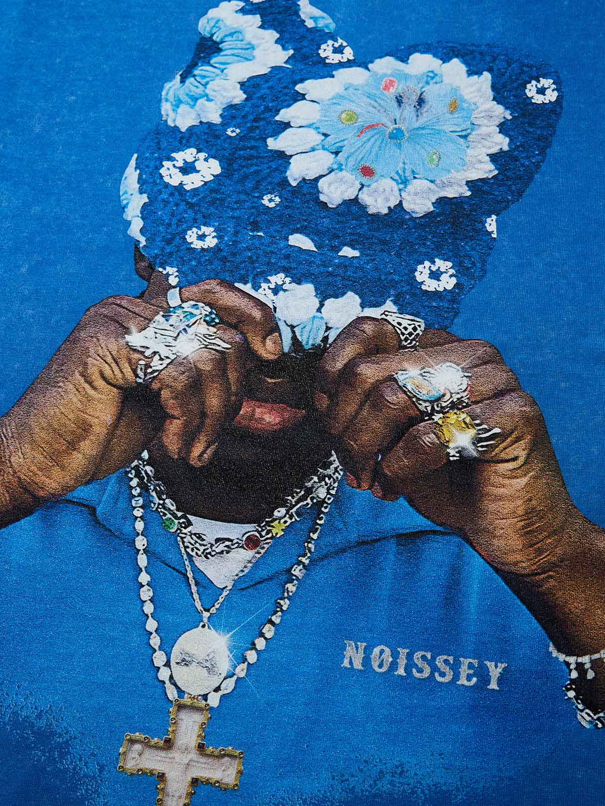 NOISSEY Sapphire Blue Vintage Wash "Beanie Portrait" Standard Fit Tee - Image 3