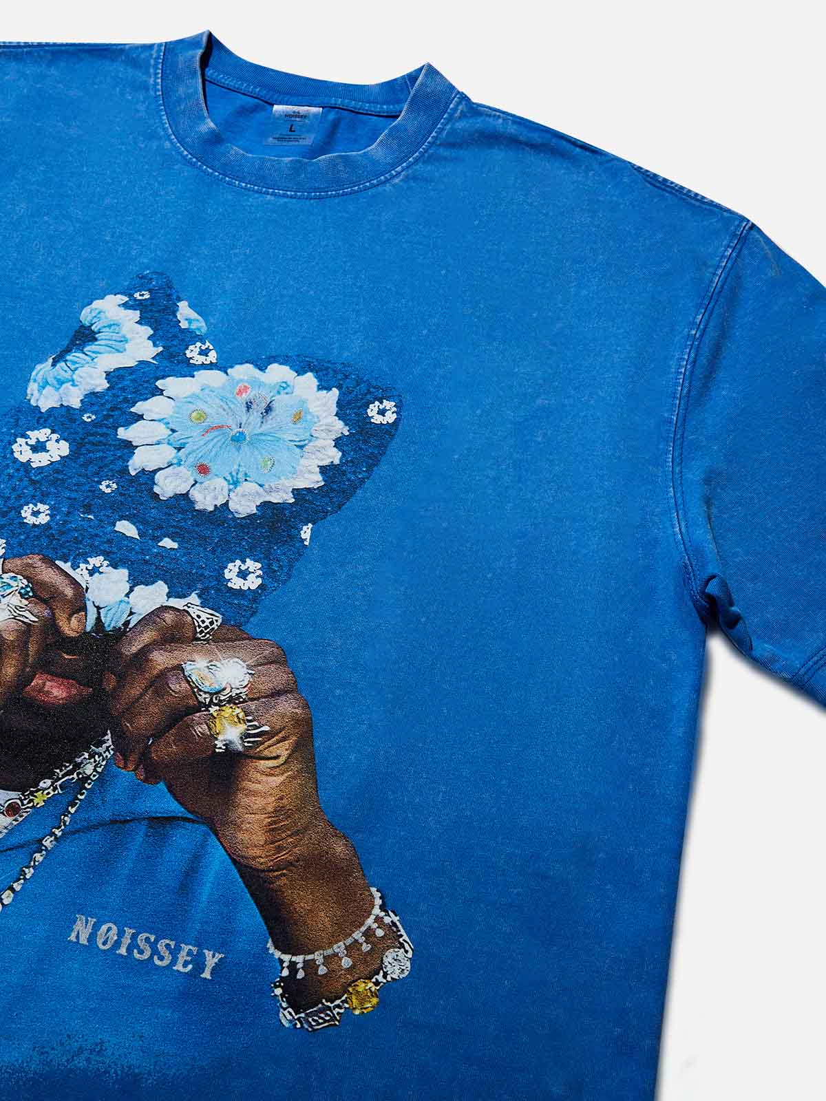 NOISSEY Sapphire Blue Vintage Wash "Beanie Portrait" Standard Fit Tee - Image 8