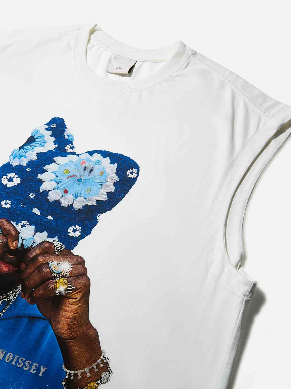 Sapphire Blue Knit Hat Wash Blue Print Tank Top - Image 3