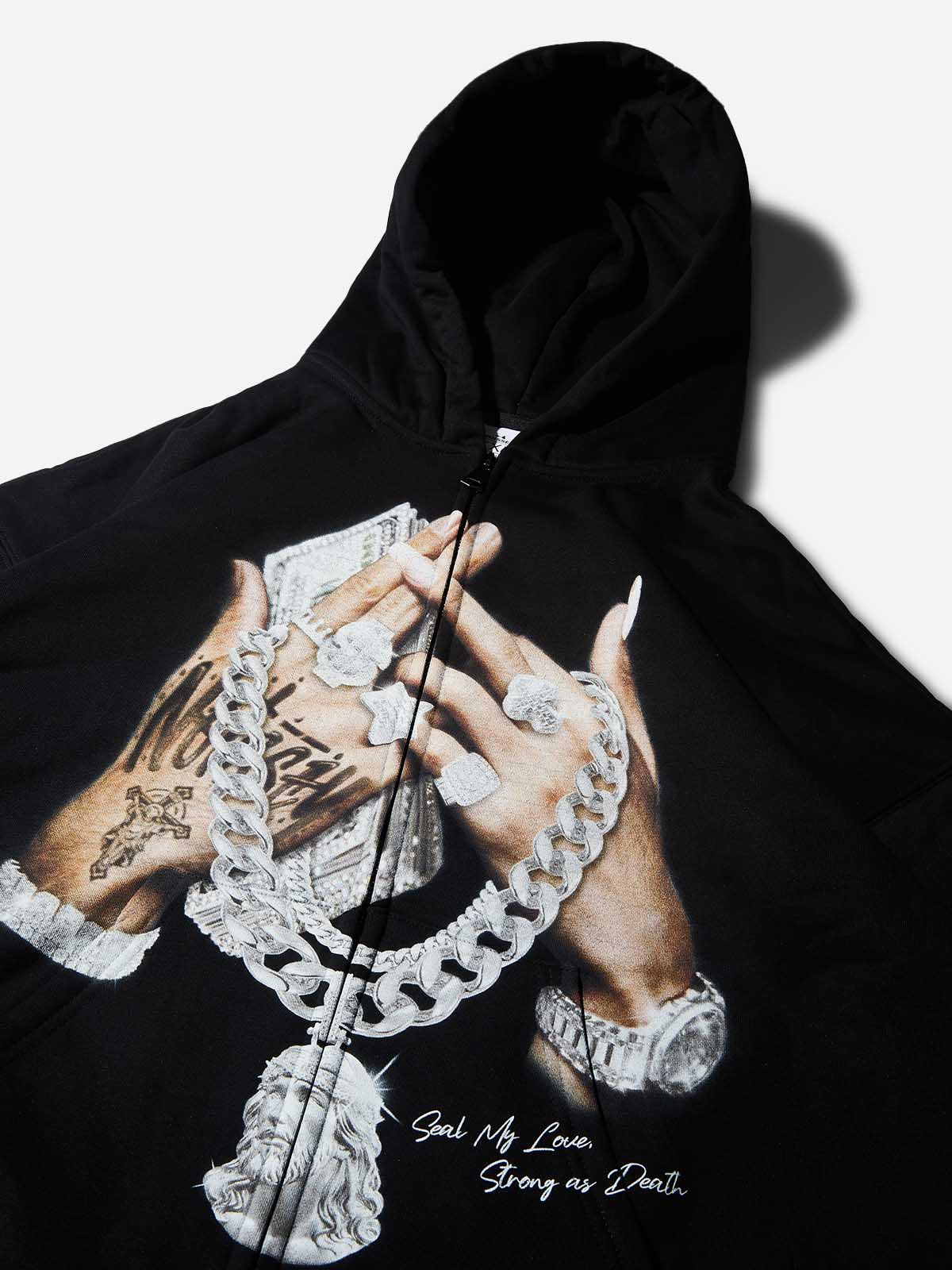 NOISSEY "Seal My Love" Jesus Piece Thermal Zip-Up Hoodie - Image 5