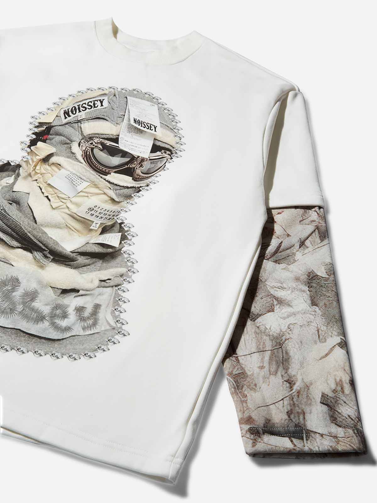 Shattered Collage Masked Print Patchwork Tree-Grain Long Sleeve - Image 3