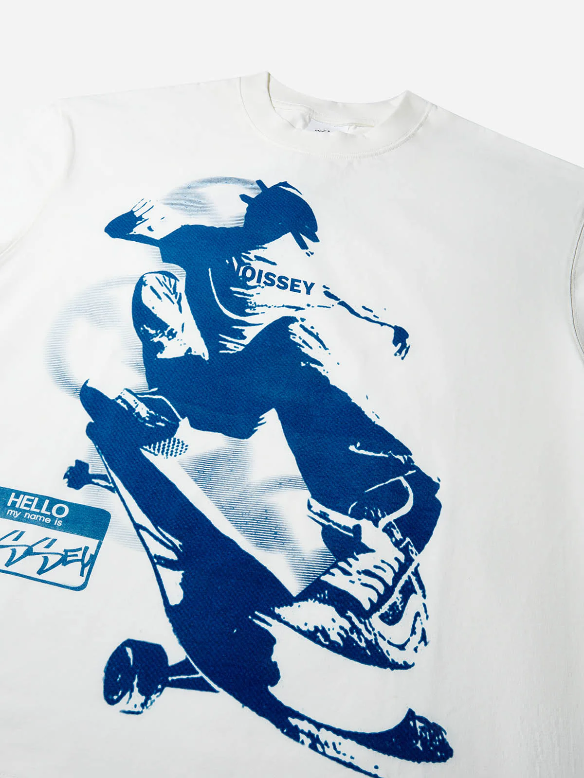 Skateboarding Teen in Motion Blueprint Monochrome Print T-shirt - Image 7