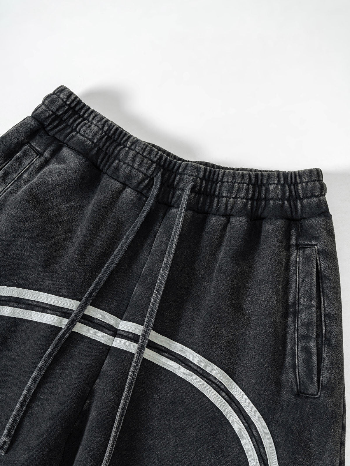 Sports washed wax-print ribbon zippered trousers - Image 3