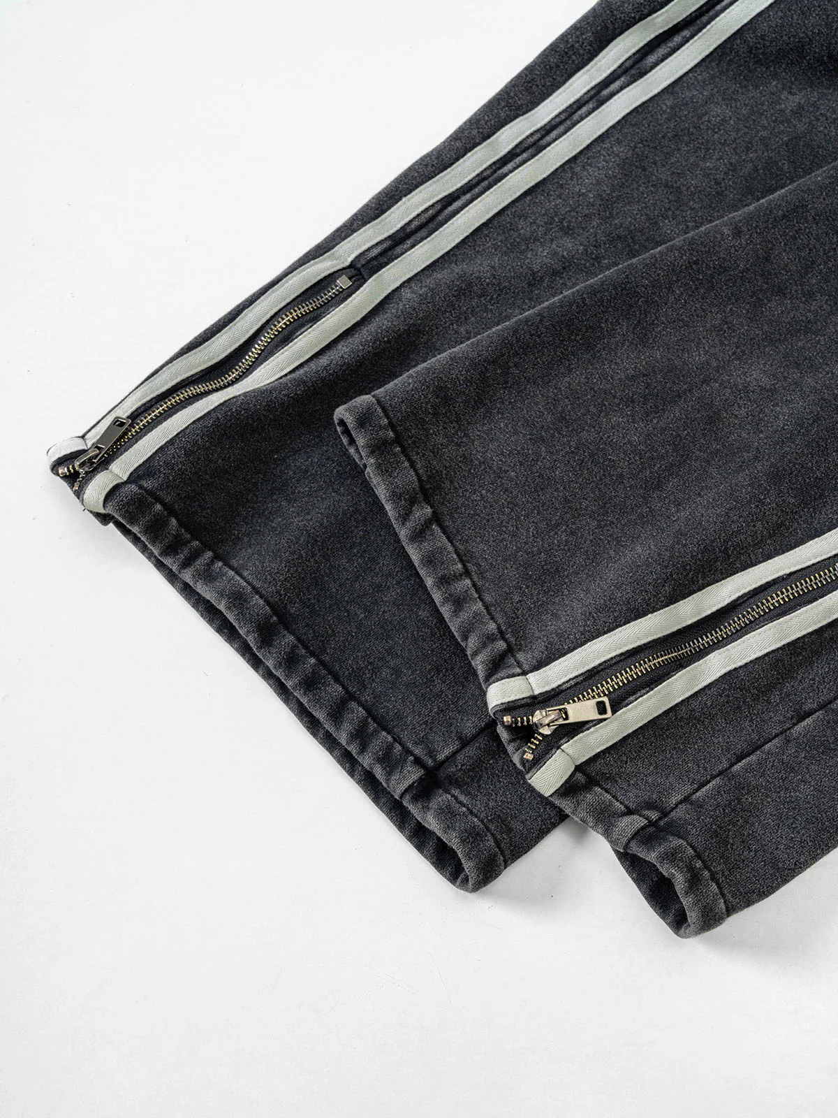 Sports washed wax-print ribbon zippered trousers - Image 6