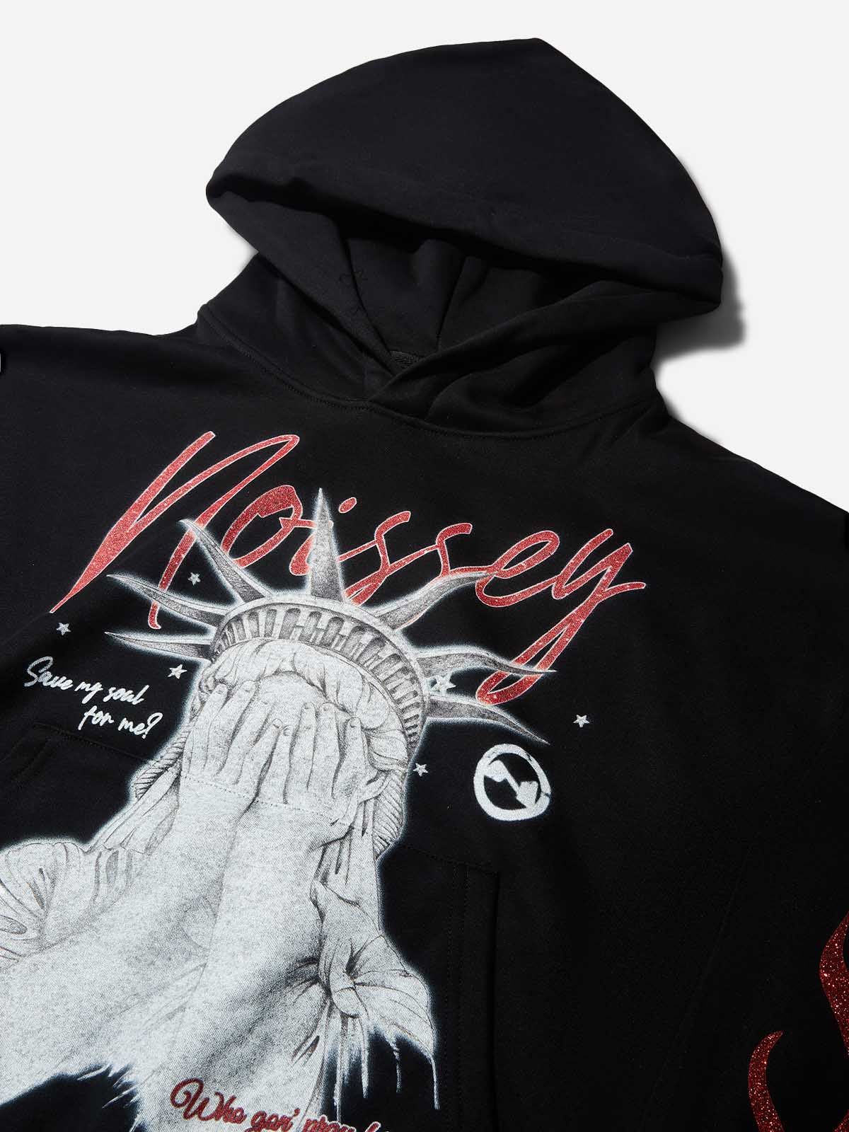 Statue of Liberty Face-Covered Tech Fabric Print Hoodie - Image 6