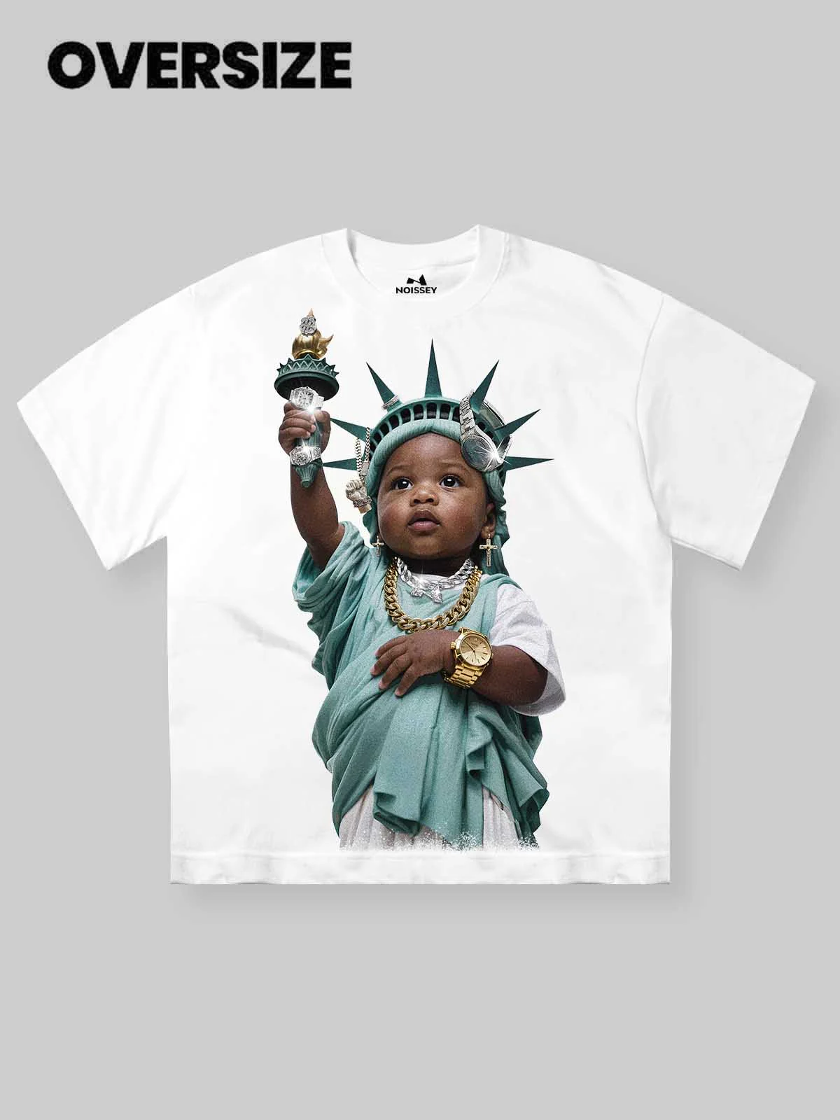 Statue of Liberty Kid Street Art Print T-Shirt - Image 2