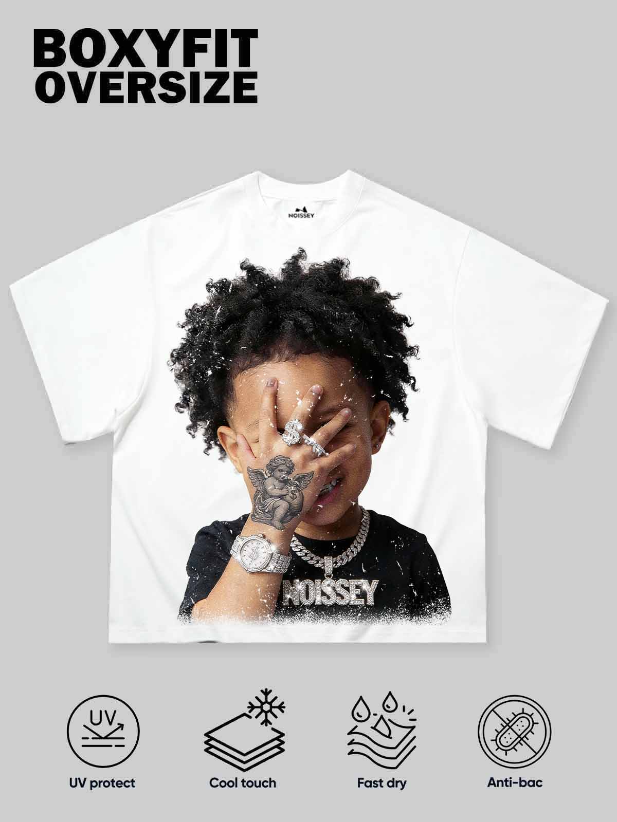 Urban Rebel Angel Child Graphic Tee - Streetwear Oversized T-Shirt - Image 6