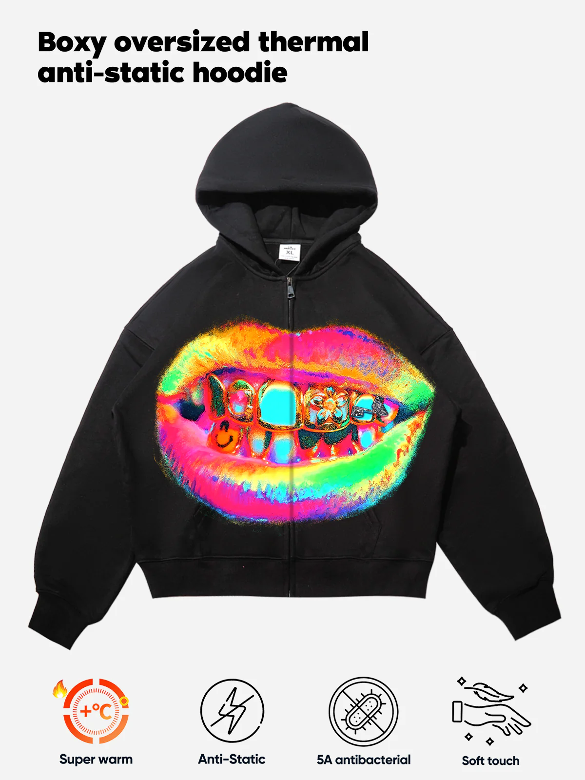 Thermal Imaging Art Grills Warm Zip-up Hoodie - Image 2