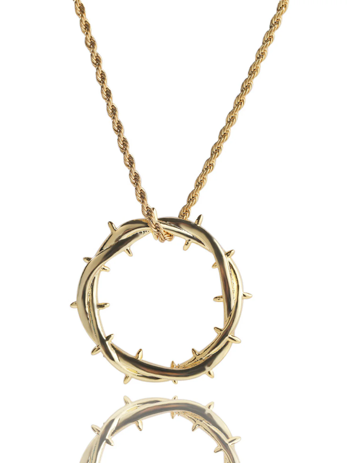 Thorn Crown Pendant Zircon Necklace with Copper Inlay - Image 2