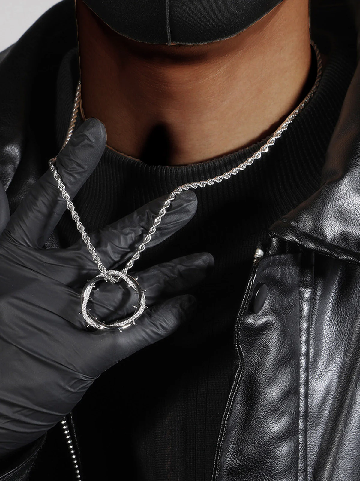 Thorn Crown Pendant Zircon Necklace with Copper Inlay - Image 9