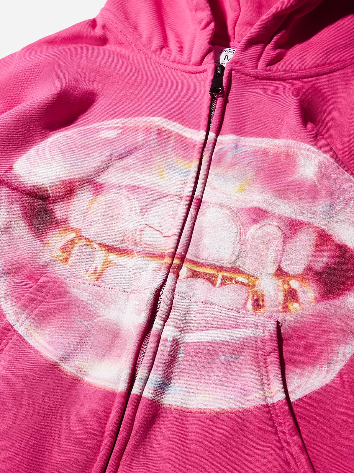 Transparent jelly cat's eye Grillz print pink warm hoodie - Image 8
