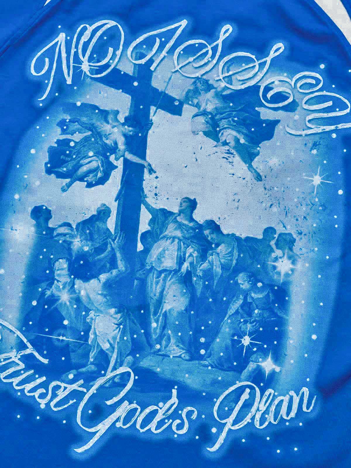 "TRUST GOD’S PLAN" CYANOTYPE SHIMMER TEE – VINTAGE BLUE OVERSIZED STREETWEAR - Image 2