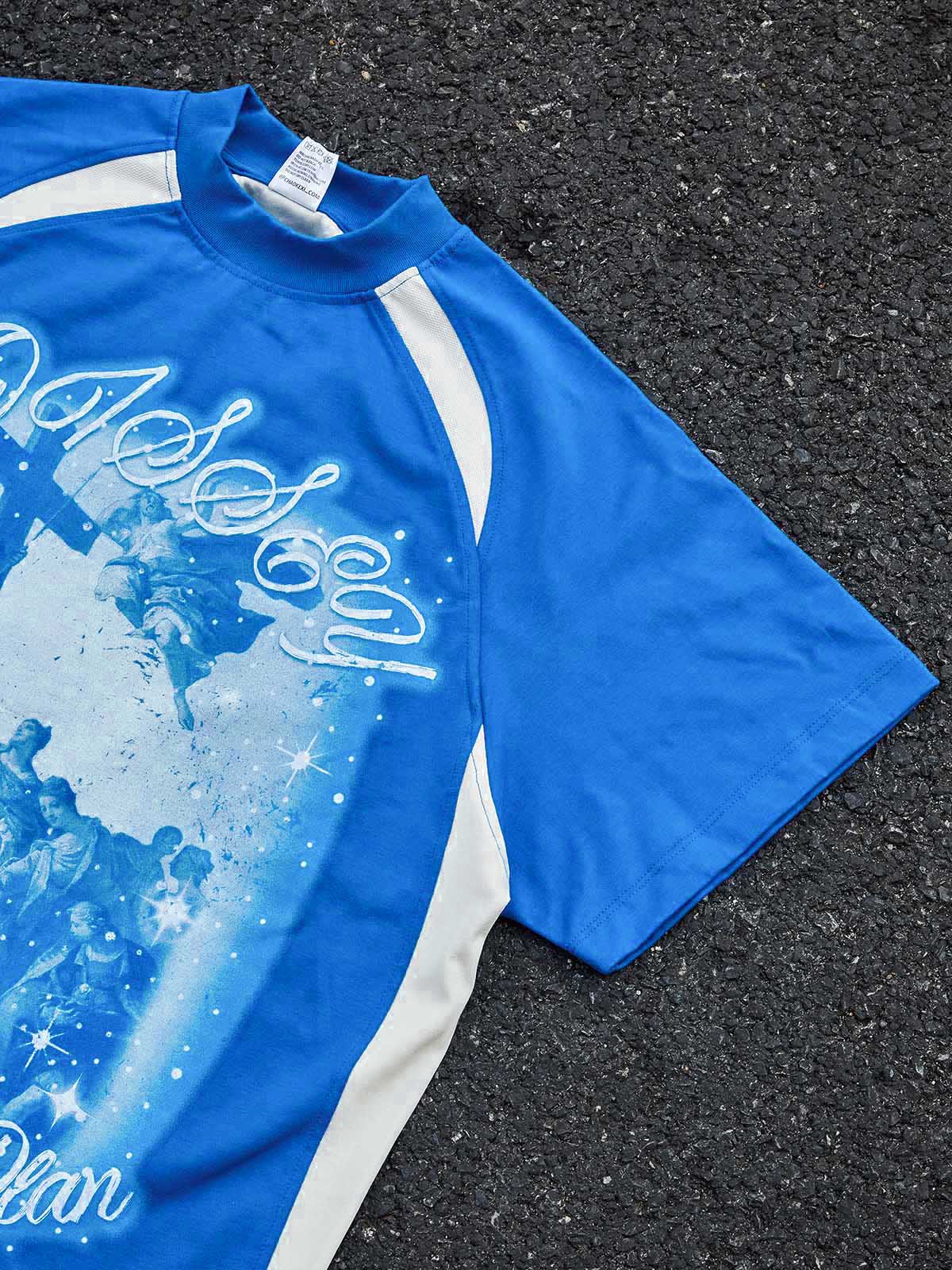 "TRUST GOD’S PLAN" CYANOTYPE SHIMMER TEE – VINTAGE BLUE OVERSIZED STREETWEAR - Image 6