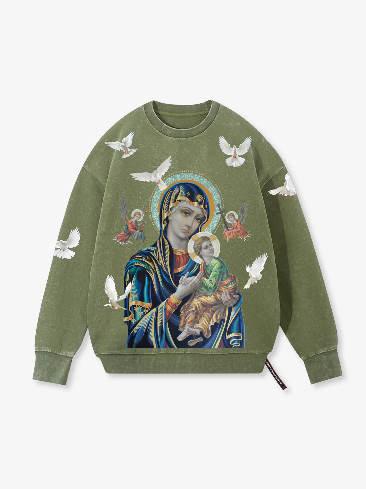 UNKNOWN ALLURE© Black Madonna 430g Vintage Wash Crewneck Sweatshirt - Image 9