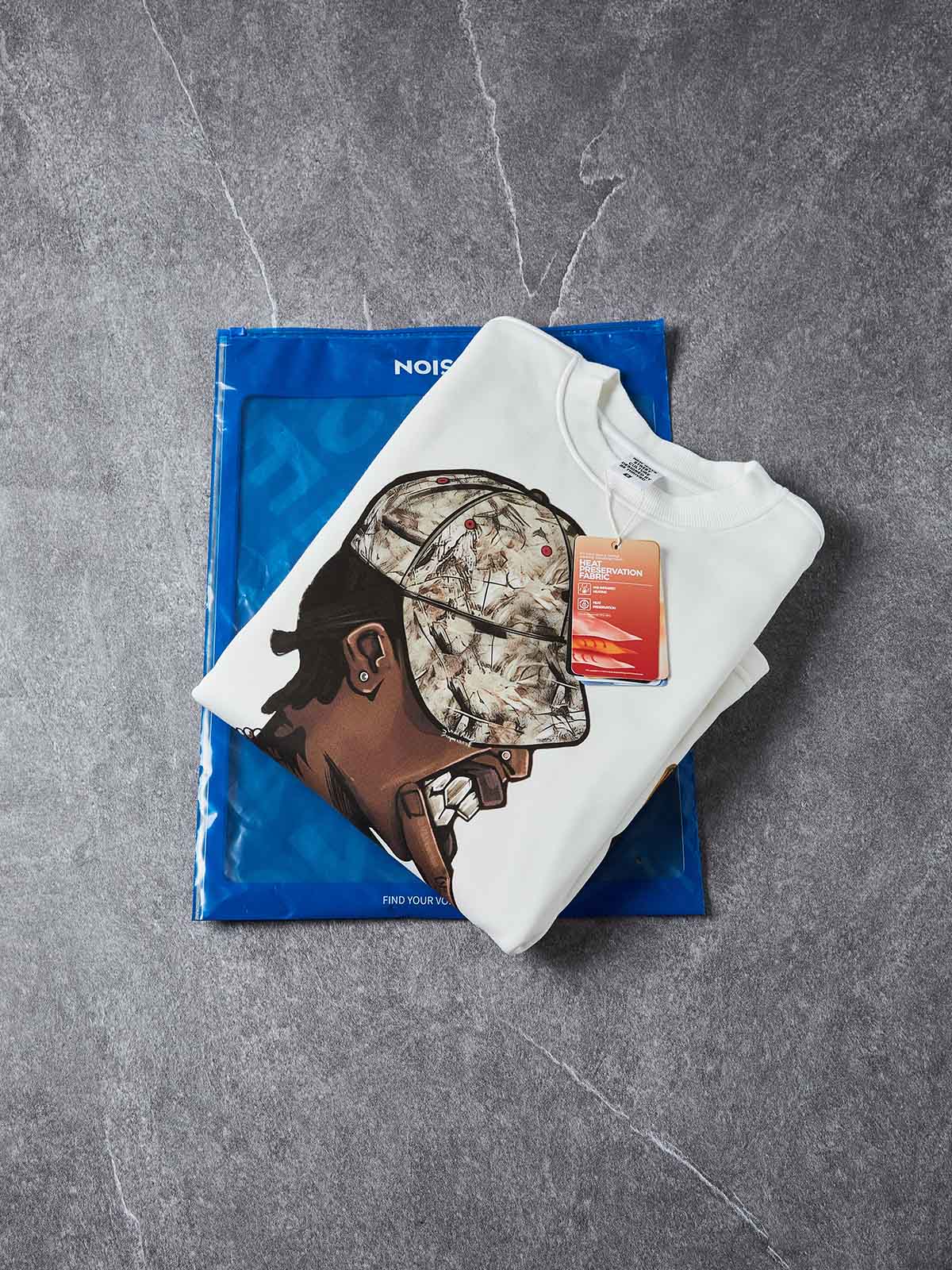 "URBAN CAMO" PORTRAIT PATCHWORK CREWNECK – BONE WHITE OVERSIZED LONG SLEEVE - Image 5