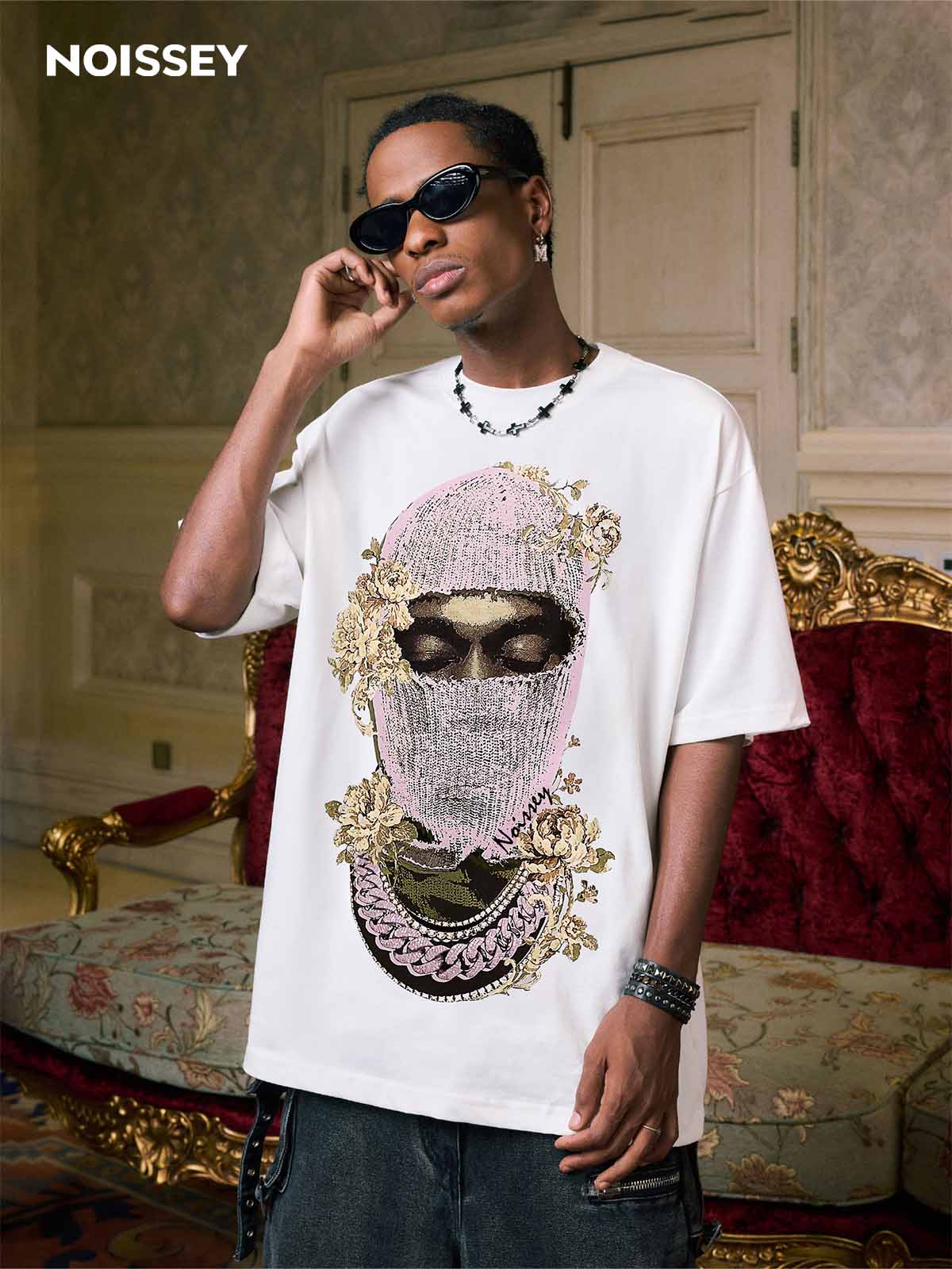 Vintage Knit Balaclava Print T-shirt - Image 4