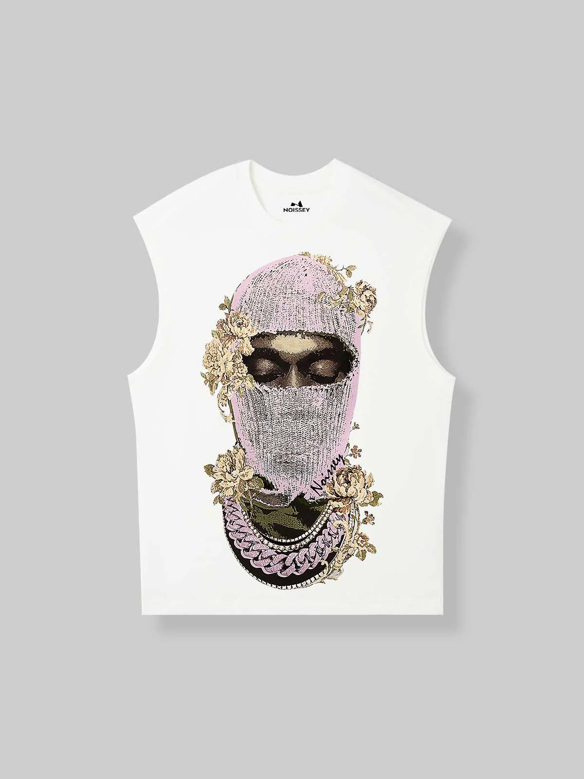 Vintage Knit Balaclava Print Tank Top