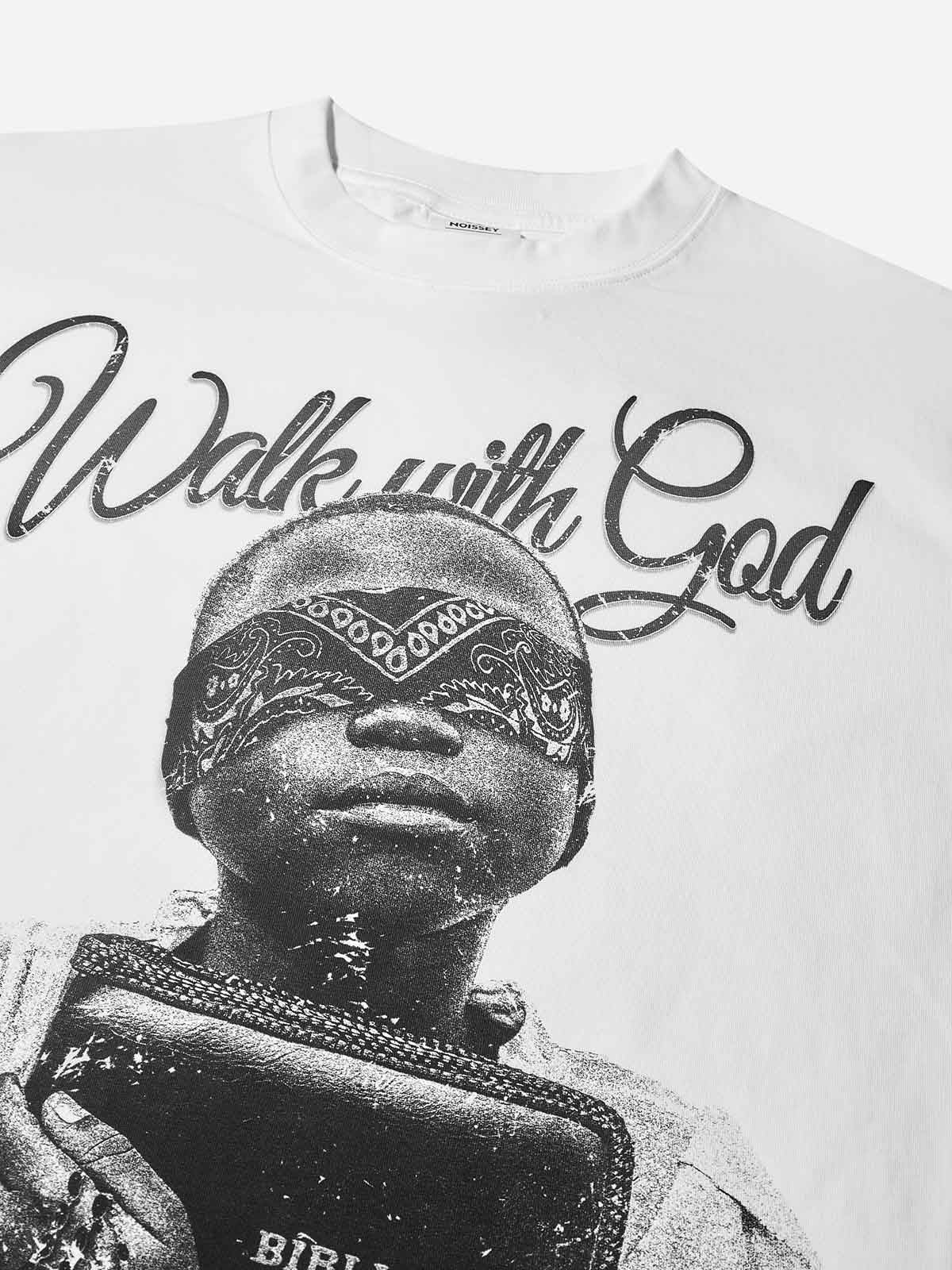 "Walk with God" Character Print T-Shirt - Image 5