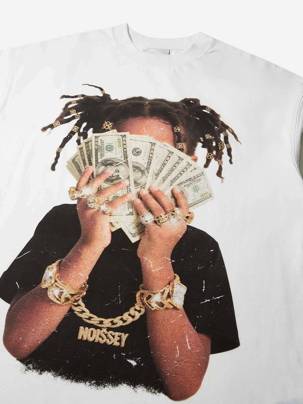 Wealthy Girl Counting Cash Print T-Shirt - Image 4