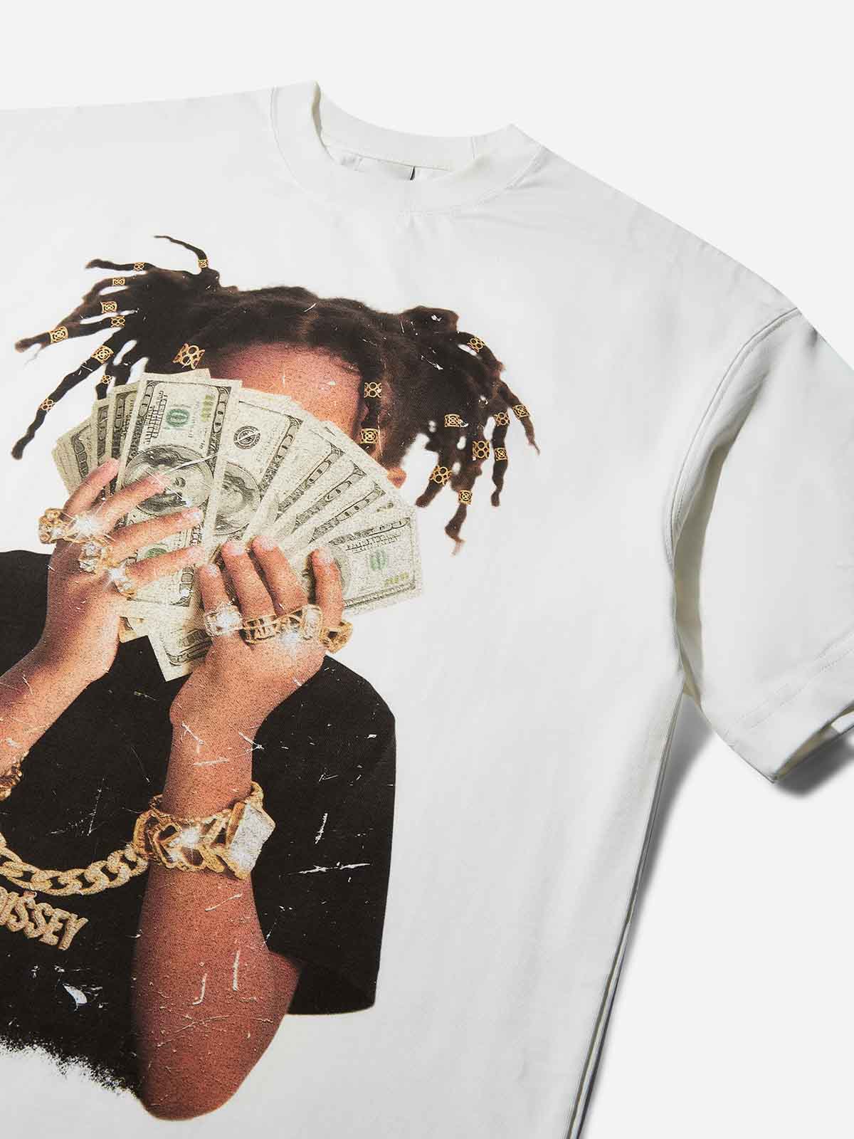 Wealthy Girl Counting Cash Print T-Shirt - Image 5