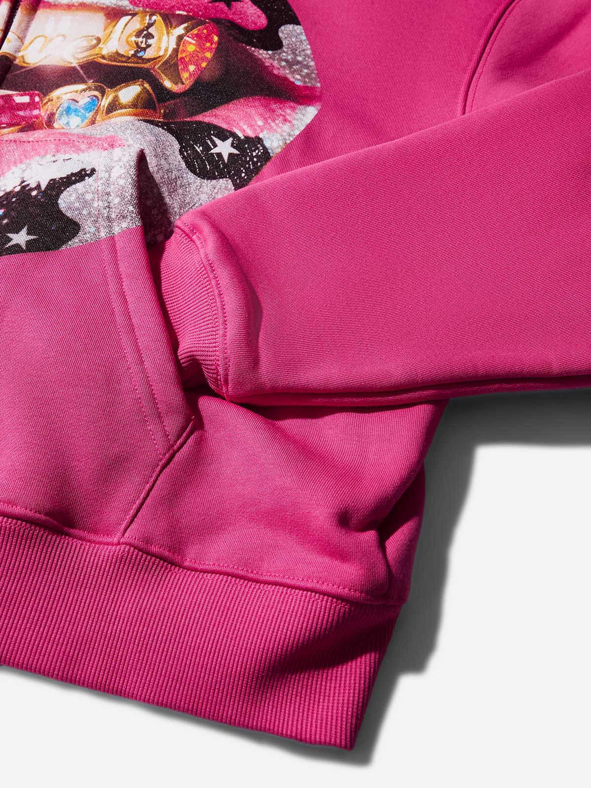 Y2K Dopamine Color Camouflage Grillz Pink Warm Boxy Hoodie - Image 6