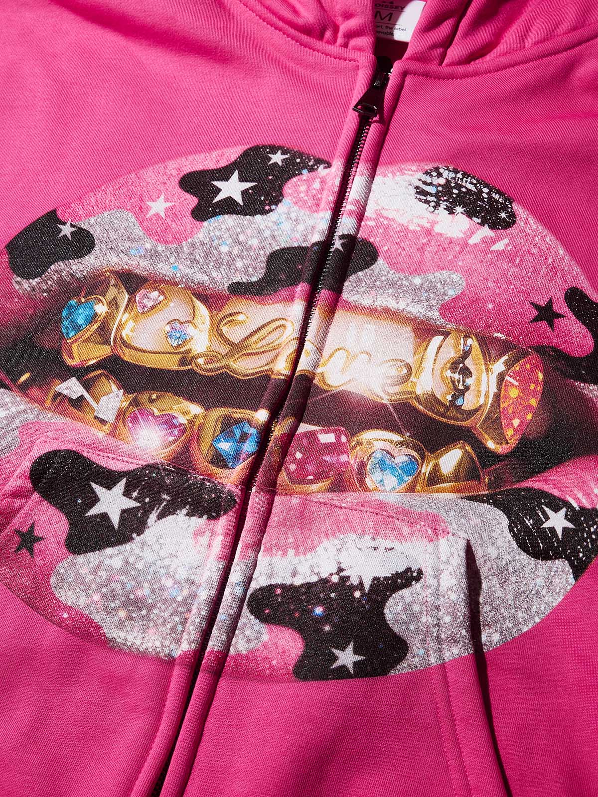 Y2K Dopamine Color Camouflage Grillz Pink Warm Boxy Hoodie - Image 7